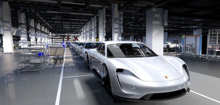 Porsche Taycan production line under construction