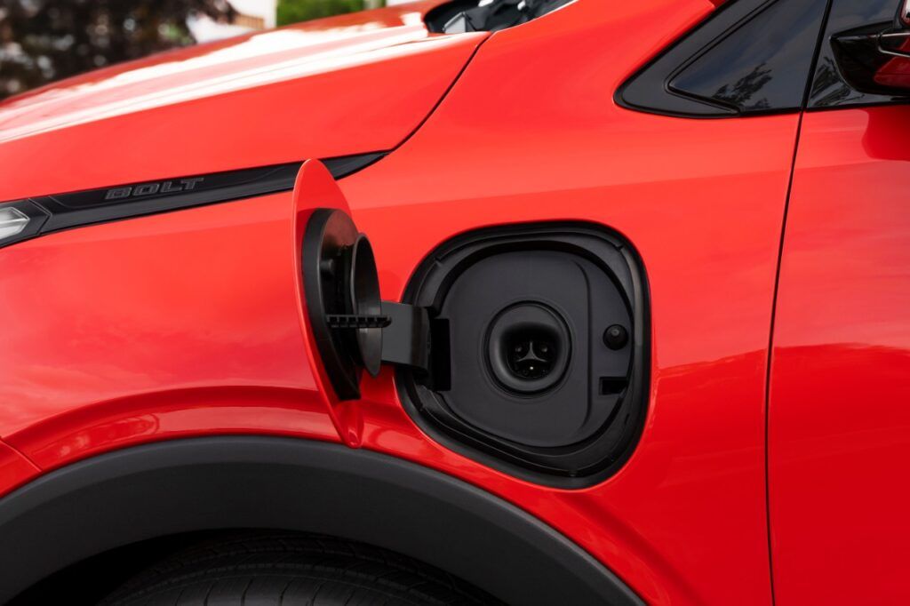 EV charging port on car