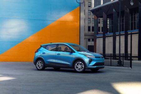 GM relaunches Chevrolet Bolt for 2027 with new battery chemistry Sky blue car